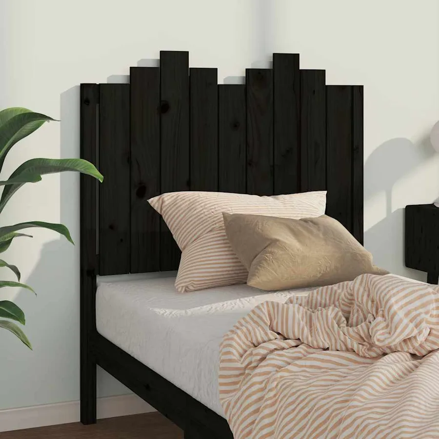 Tête de lit Noir 96x4x110 cm Bois massif de pin - 3