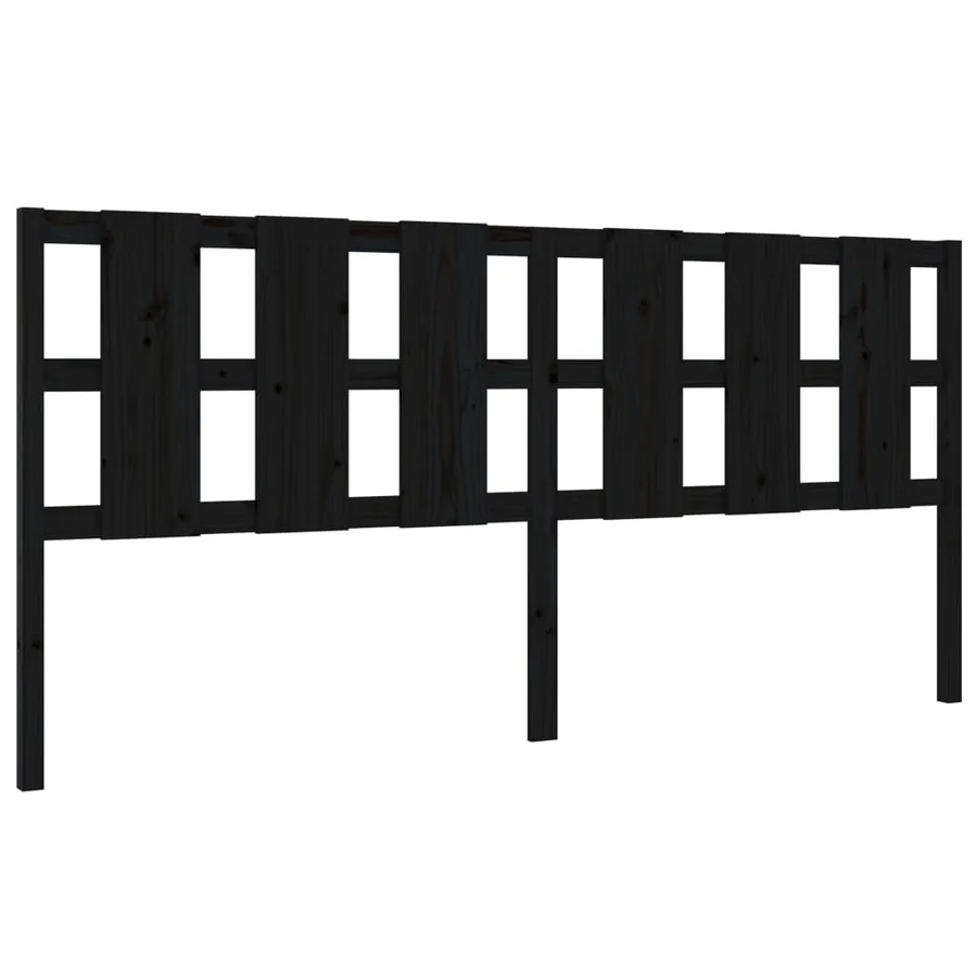 Tête de lit Noir 205,5x4x100 cm Bois massif de pin - 2