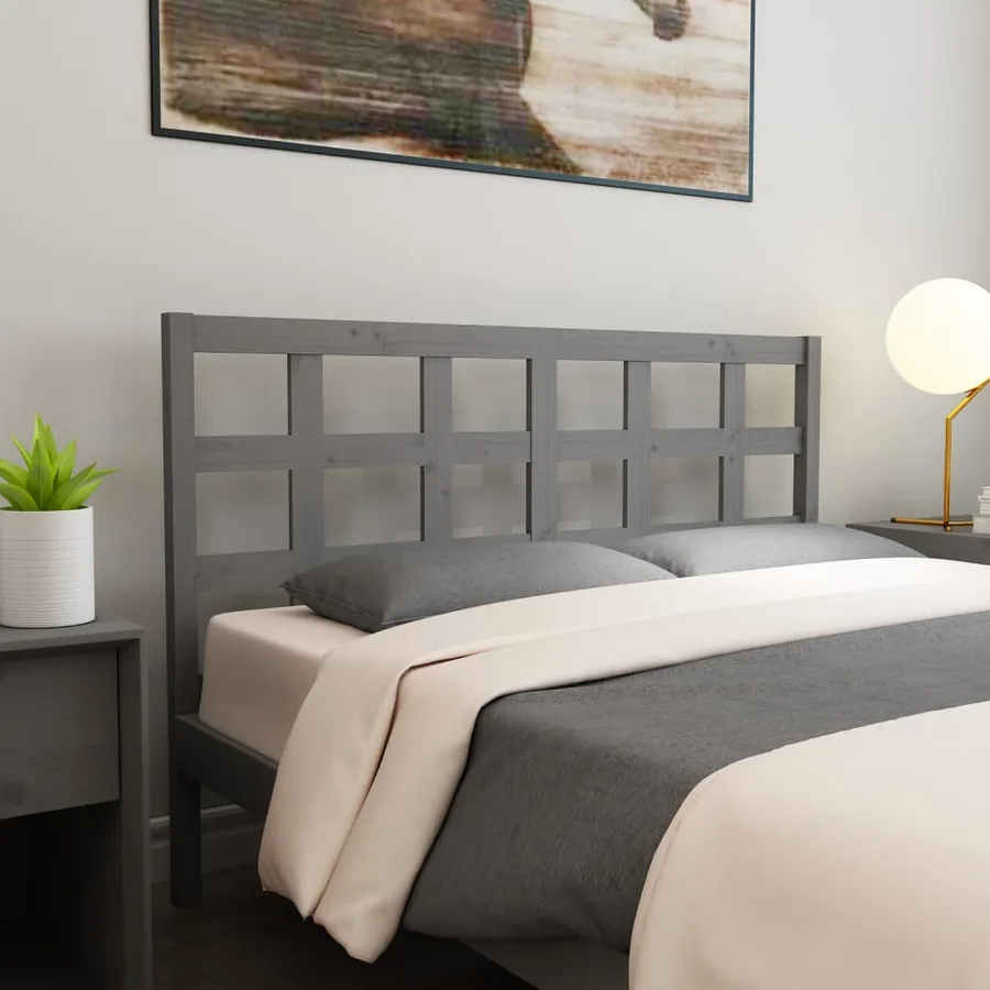 Tête de lit Gris 156x4x100 cm Bois massif de pin - 5
