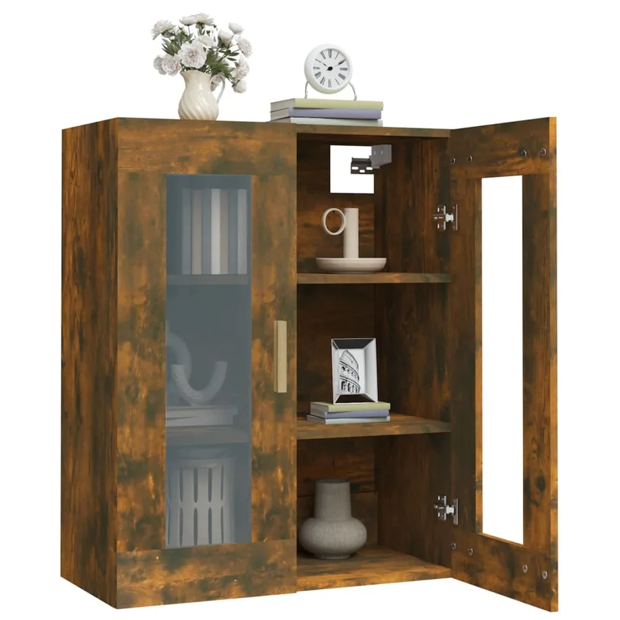 Armoire murale suspendue Chêne fumé 69,5x34x90 cm - 6