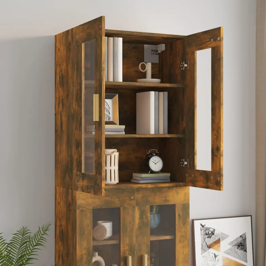 Armoire murale suspendue Chêne fumé 69,5x34x90 cm - 8