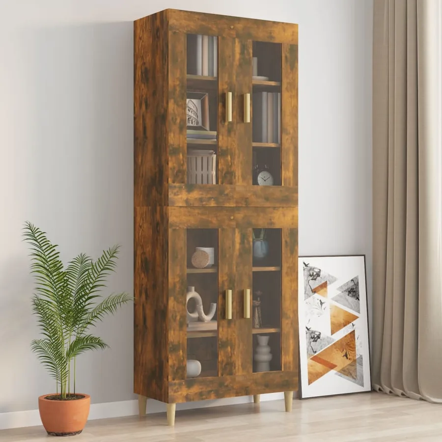 Armoire murale suspendue Chêne fumé 69,5x34x90 cm - 9