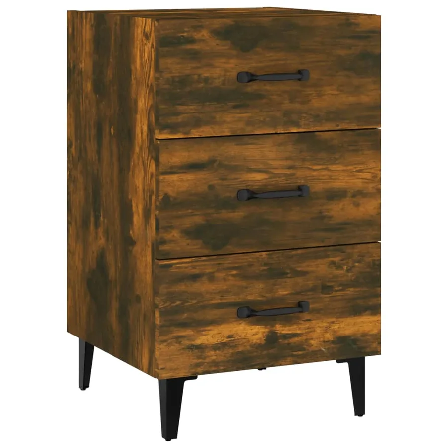 Table de chevet chêne fumé 40x40x66 cm bois d'ingénierie - 2