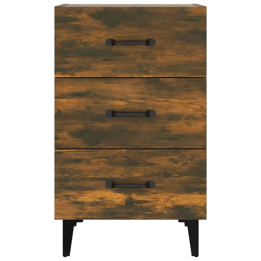 Table de chevet chêne fumé 40x40x66 cm bois d'ingénierie - 3