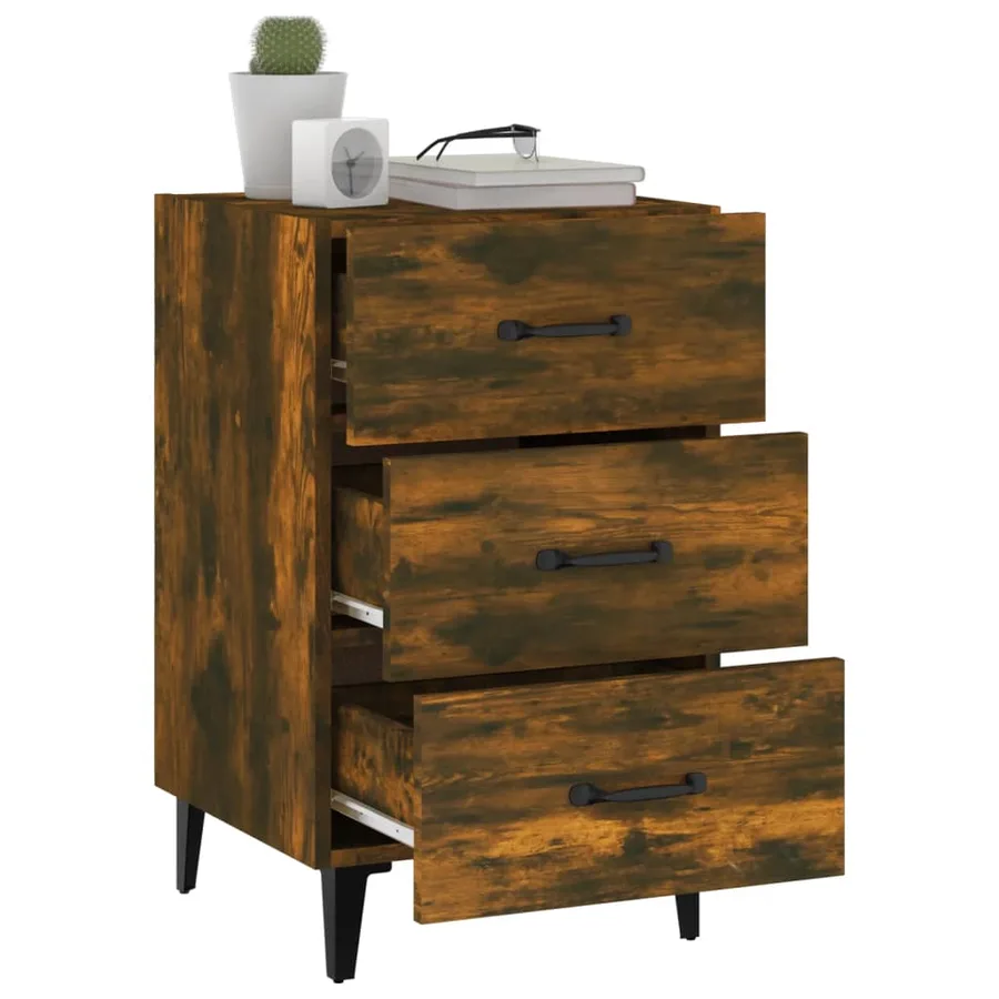 Table de chevet chêne fumé 40x40x66 cm bois d'ingénierie - 6