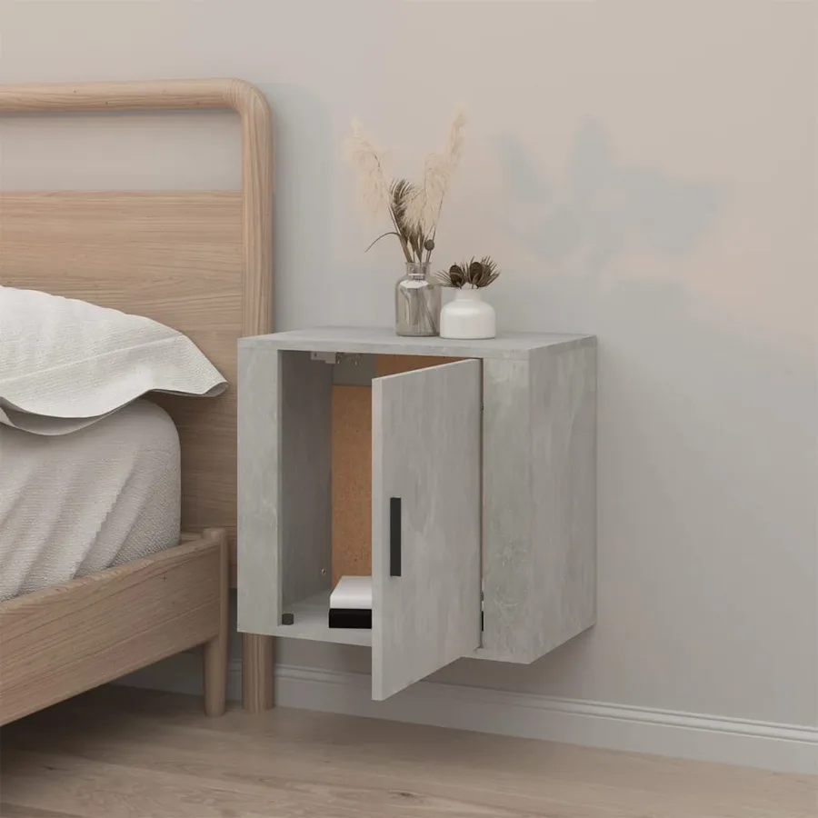 Table de chevet murale Gris béton 50x30x47 cm - 3