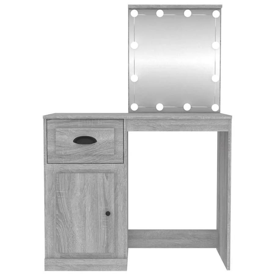 Coiffeuse avec LED sonoma gris 90x50x132,5 cm bois d'ingénierie - 6