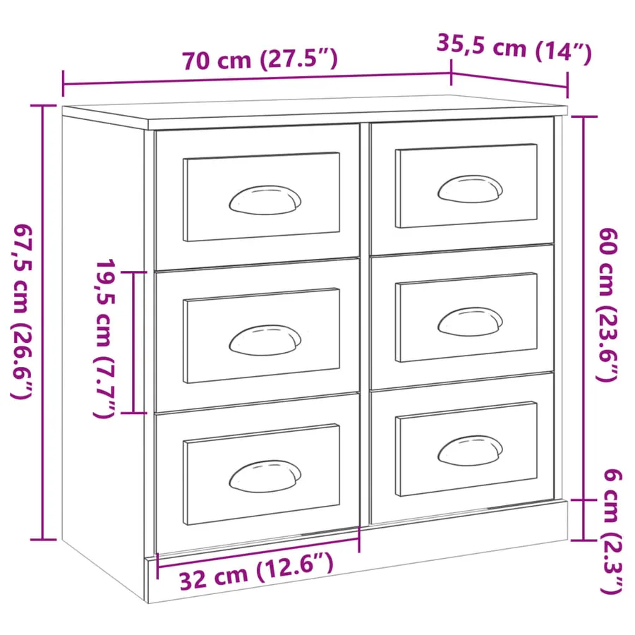 Buffet chêne marron 70x35,5x67,5 cm Bois d'ingénierie - 10