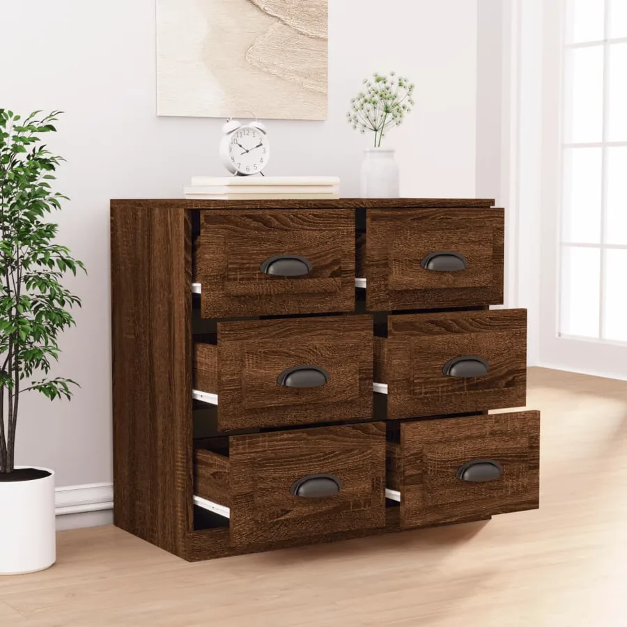 Buffet chêne marron 70x35,5x67,5 cm Bois d'ingénierie - 3