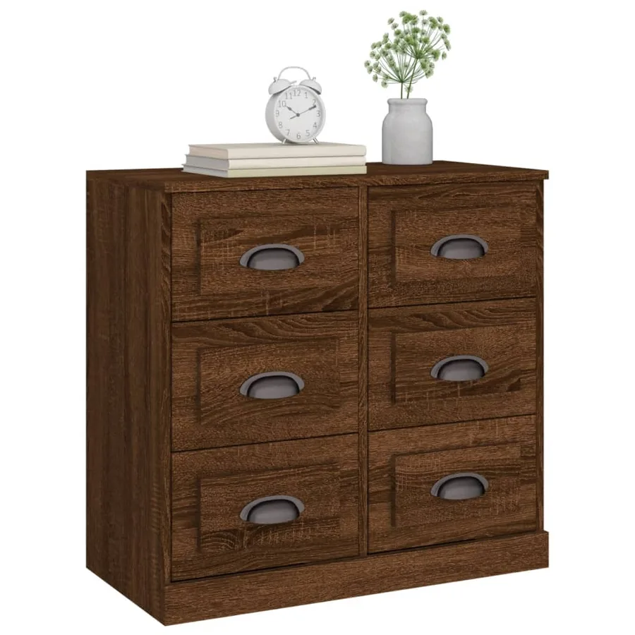 Buffet chêne marron 70x35,5x67,5 cm Bois d'ingénierie - 4