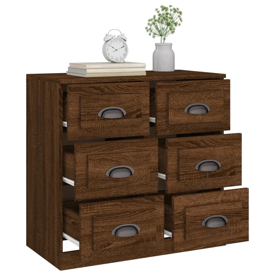 Buffet chêne marron 70x35,5x67,5 cm Bois d'ingénierie - 5