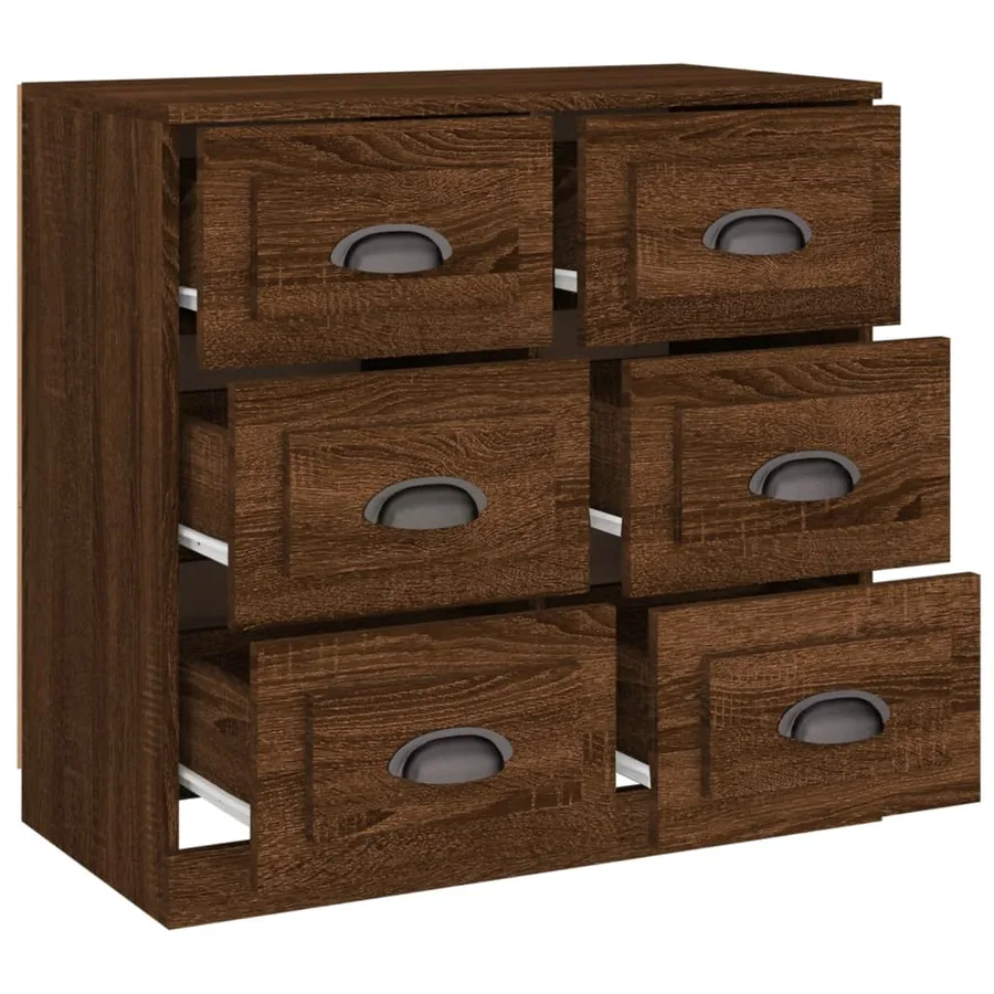 Buffet chêne marron 70x35,5x67,5 cm Bois d'ingénierie - 8