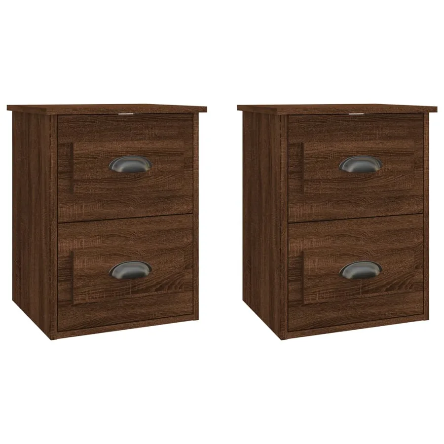 Tables de chevet murales 2 pcs Chêne marron 41,5x36x53 cm - 2