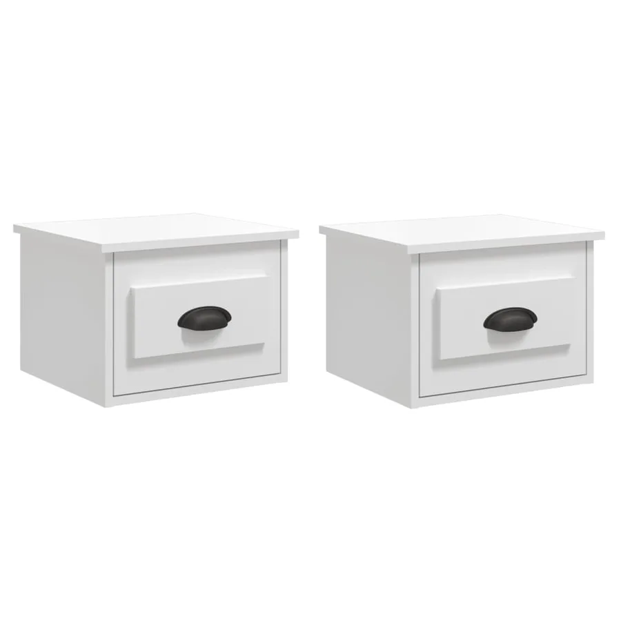 Tables de chevet murales 2 pcs blanc brillant 41,5x36x28 cm - 2