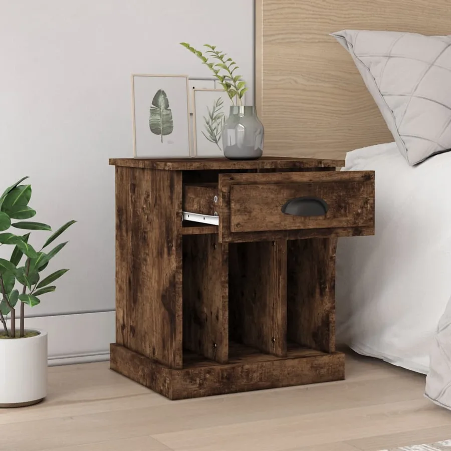 Tables de chevet 2 pcs chêne fumé 43x36x50 cm - 3