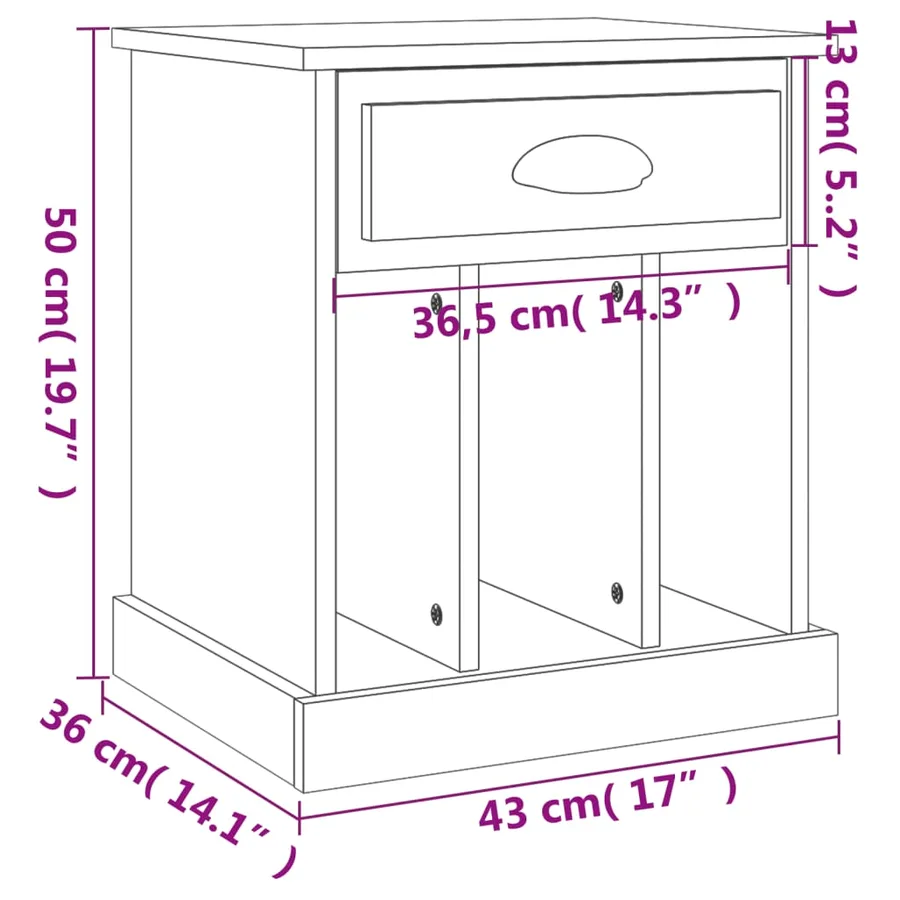 Table de chevet blanc brillant 43x36x50 cm - 10
