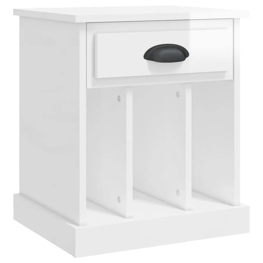 Table de chevet blanc brillant 43x36x50 cm - 2