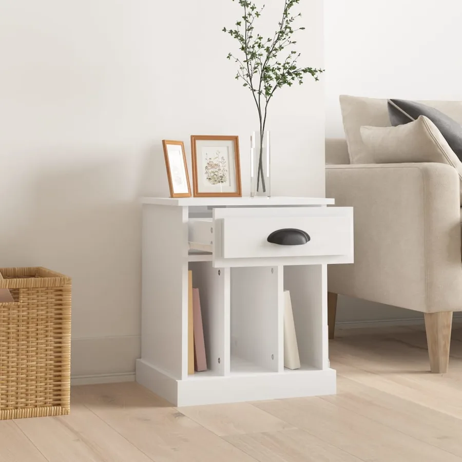 Table de chevet blanc brillant 43x36x50 cm - 3