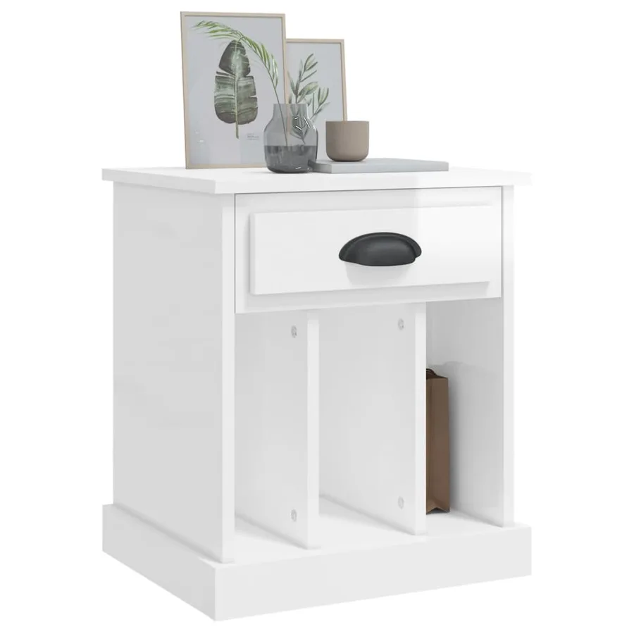 Table de chevet blanc brillant 43x36x50 cm - 4