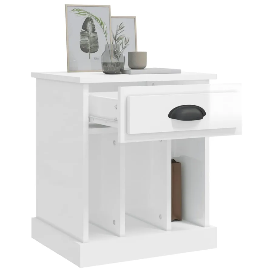 Table de chevet blanc brillant 43x36x50 cm - 5