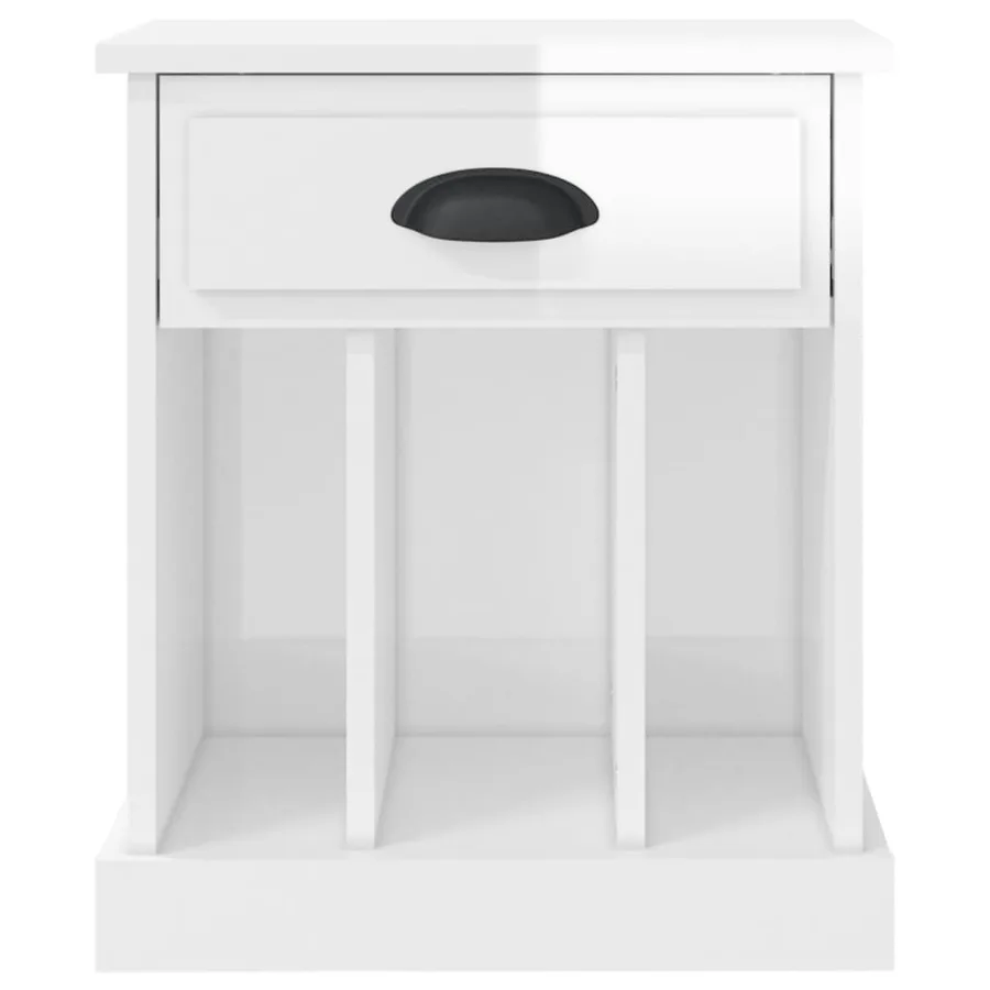 Table de chevet blanc brillant 43x36x50 cm - 7