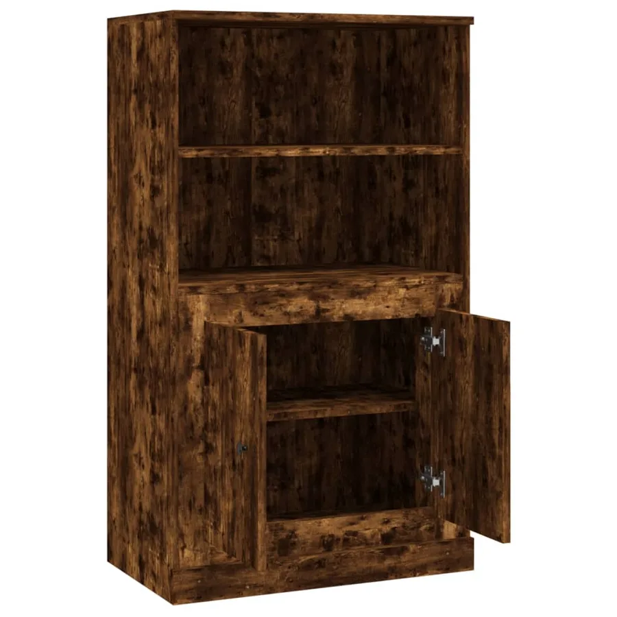 Buffet haut chêne fumé 60x35,5x103,5 cm bois d'ingénierie - 8