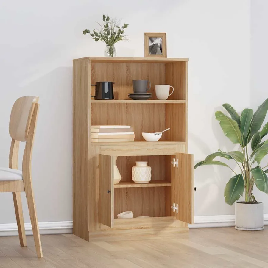 Buffet haut chêne sonoma 60x35,5x103,5 cm bois d'ingénierie - 3