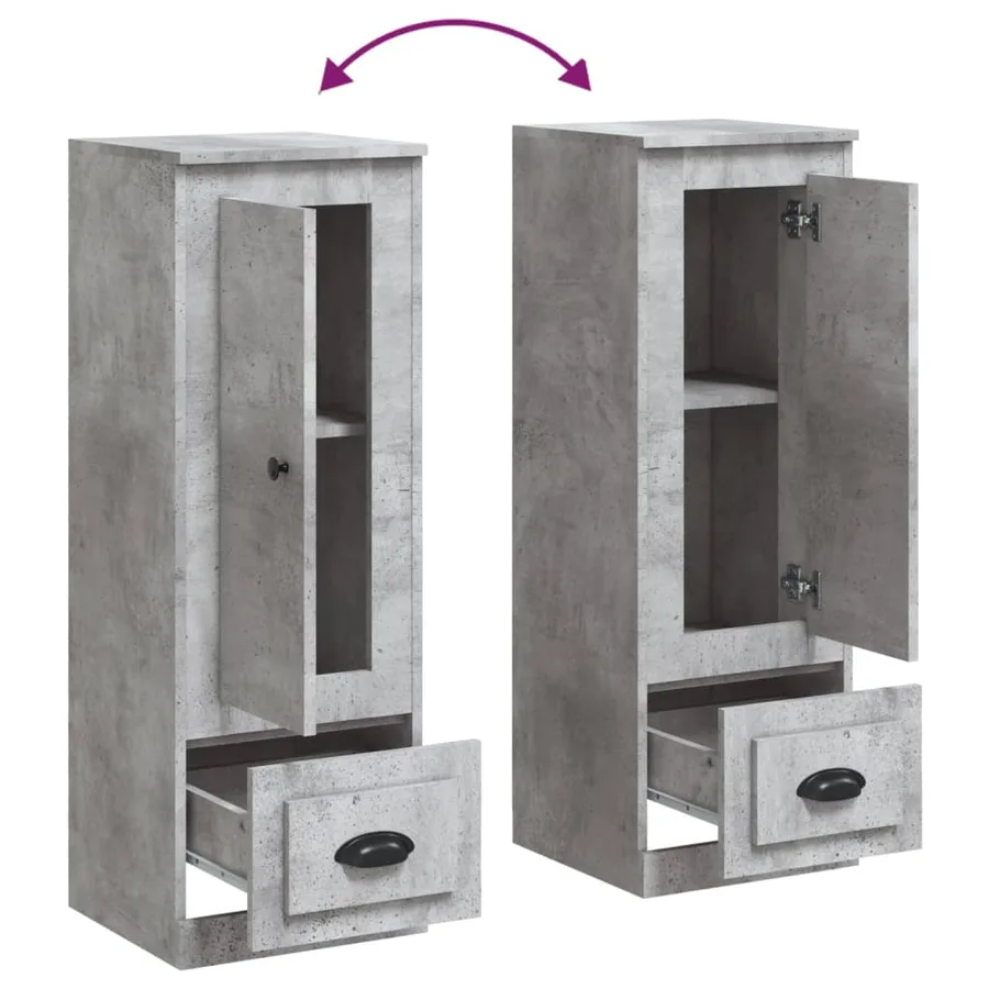 Buffet haut gris béton 36x35,5x103,5 cm bois d'ingénierie - 8