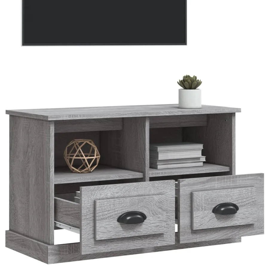 Meuble TV sonoma gris 80x35x50 cm bois d'ingénierie - 4