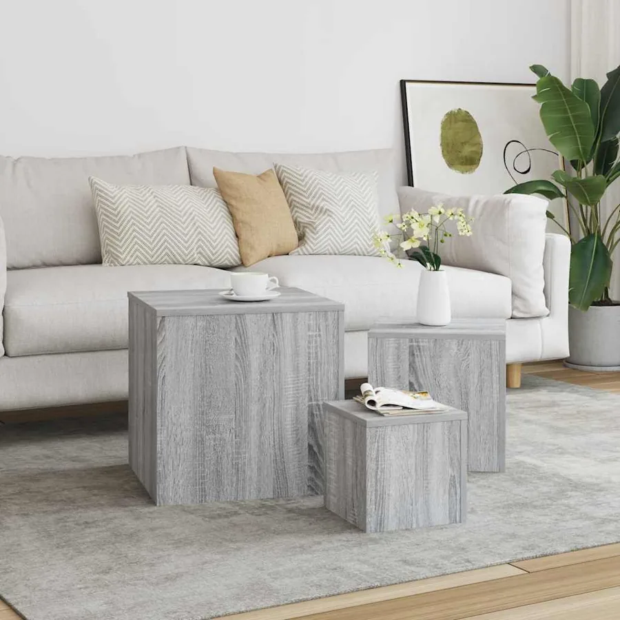 Tables d'appoint 3 pcs Sonoma gris Bois d'ingénierie