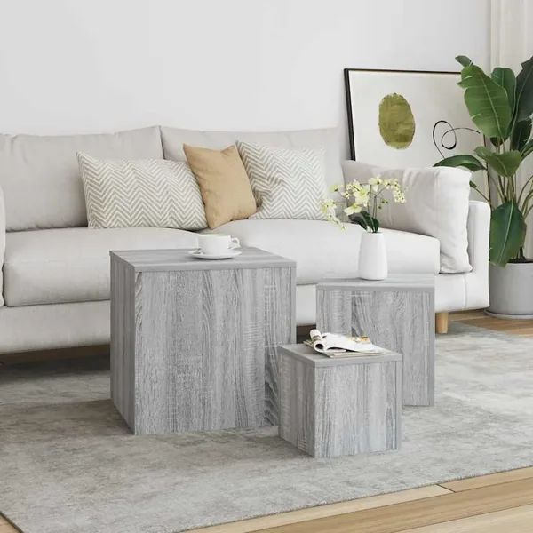 Tables d'appoint 3 pcs Sonoma gris Bois d'ingénierie