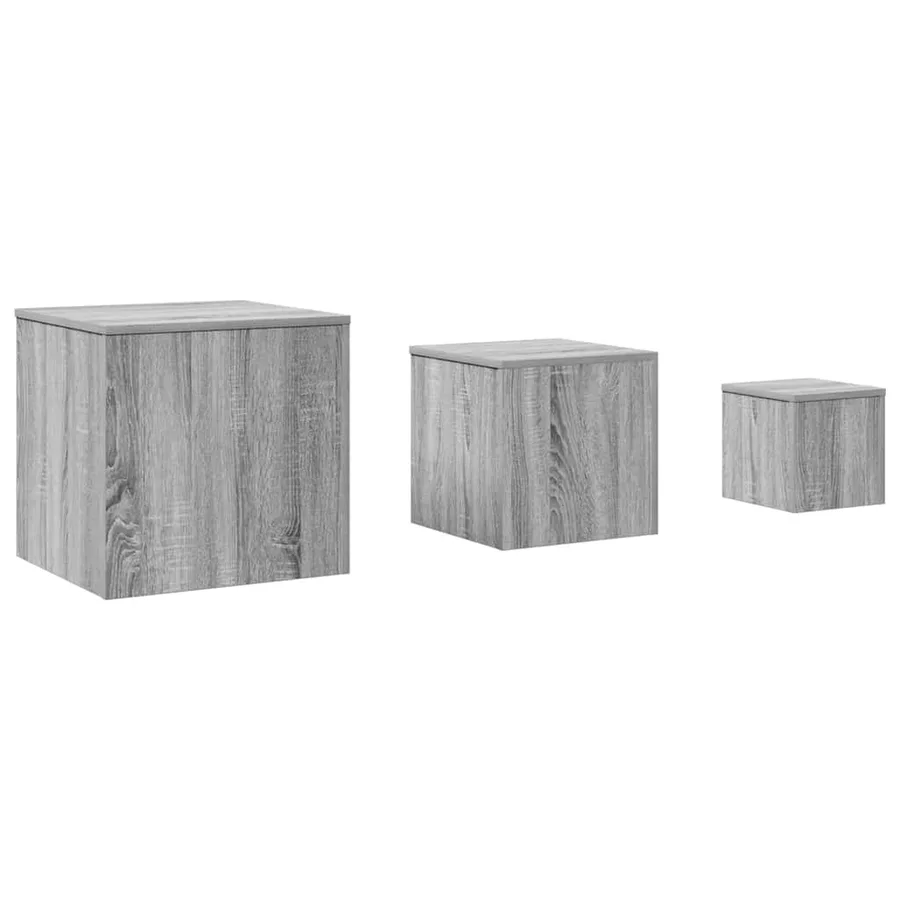 Tables d'appoint 3 pcs Sonoma gris Bois d'ingénierie - 2