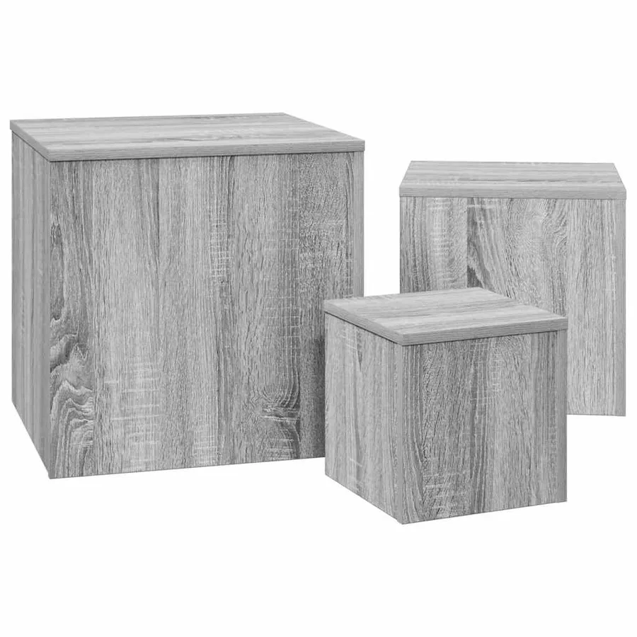 Tables d'appoint 3 pcs Sonoma gris Bois d'ingénierie - 5