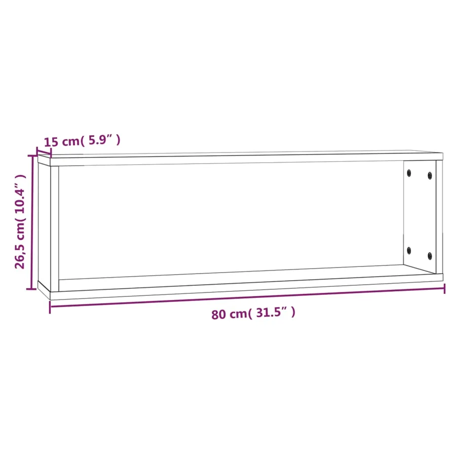 Étagères murales cubiques 4 pcs Chêne marron 80x15x26,5 cm - 10