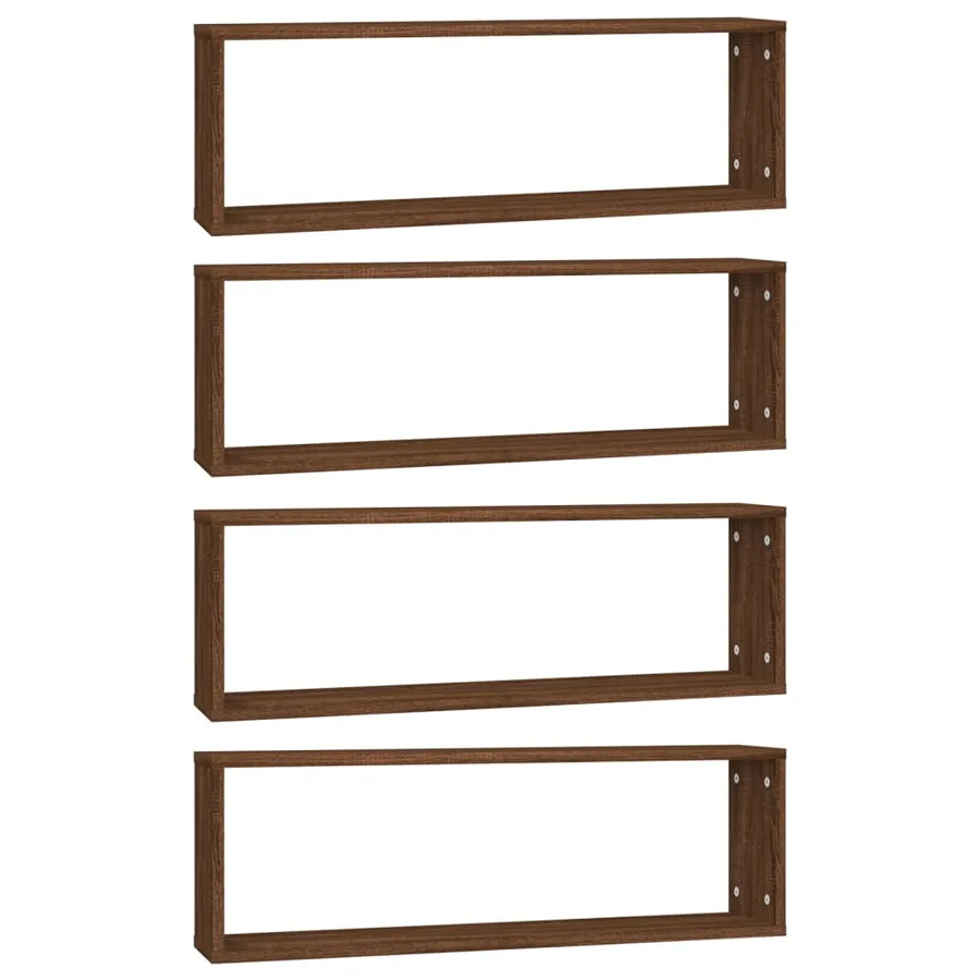 Étagères murales cubiques 4 pcs Chêne marron 80x15x26,5 cm - 2
