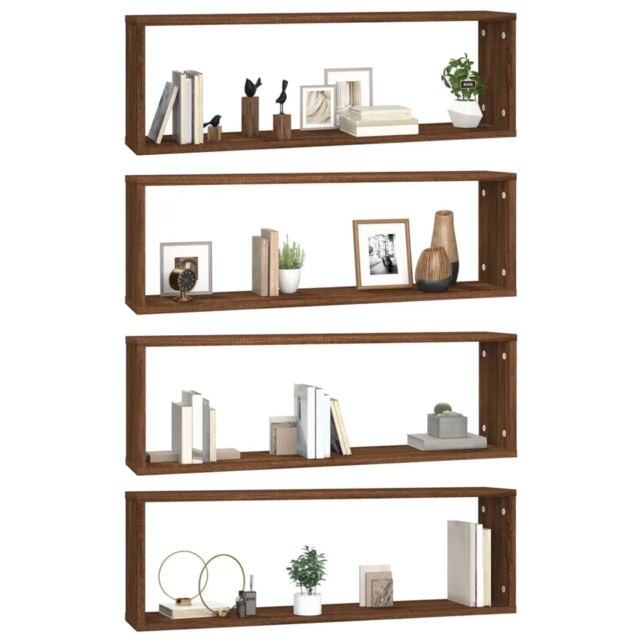 Étagères murales cubiques 4 pcs Chêne marron 80x15x26,5 cm - 4