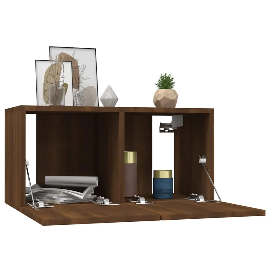 Armoire TV suspendue Chêne marron 60x30x30 cm Bois d'ingénierie - 3