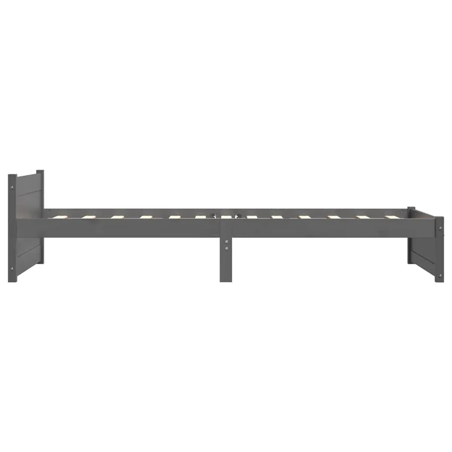 Cadre de lit sans matelas gris bois massif 75x190 cm - 5