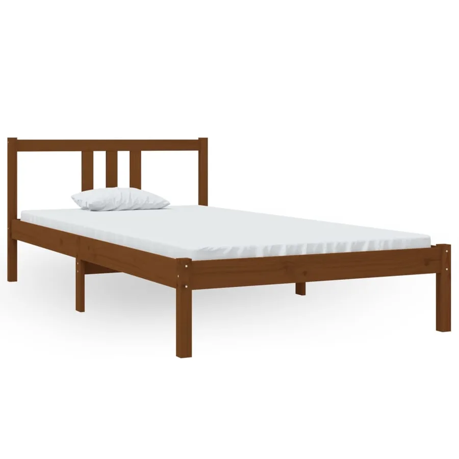Cadre de lit sans matelas marron miel bois massif 100x200 cm - 2