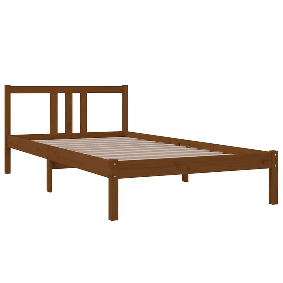 Cadre de lit sans matelas marron miel bois massif 100x200 cm - 3