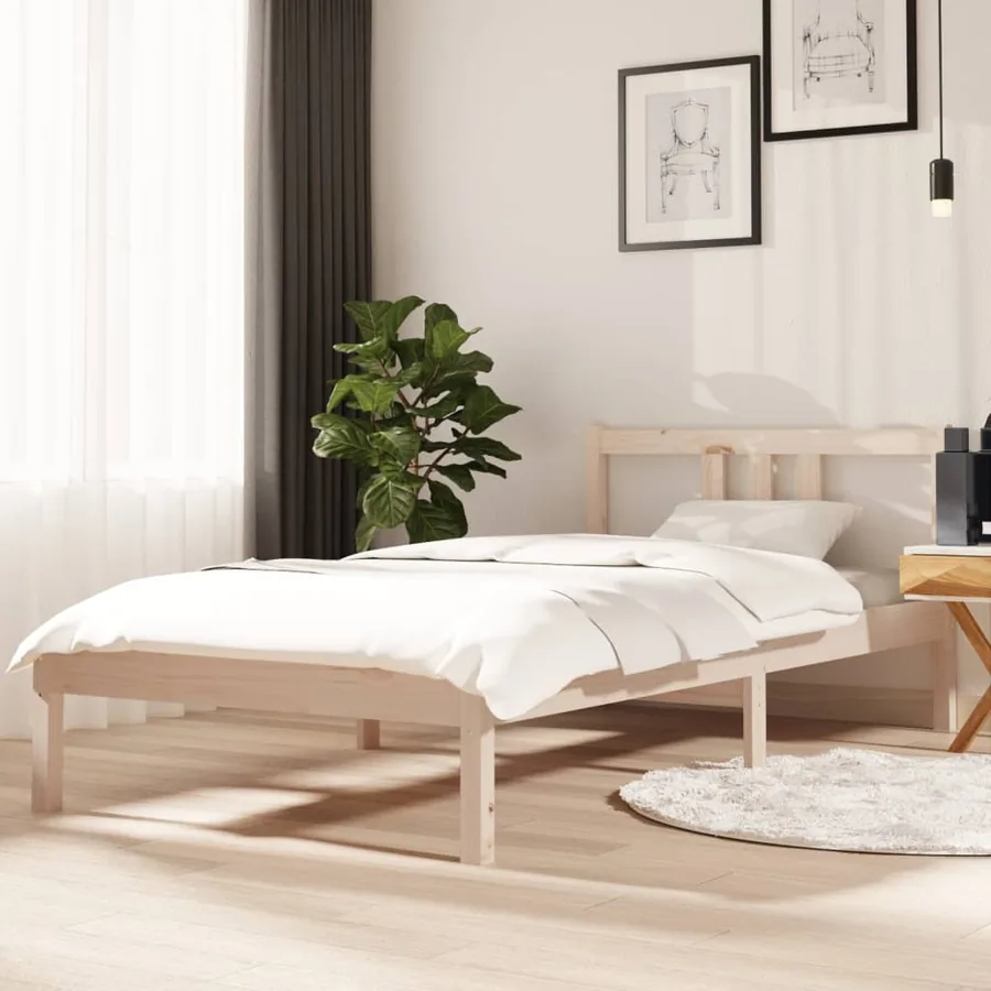 Cadre de lit sans matelas bois massif 90x190 cm