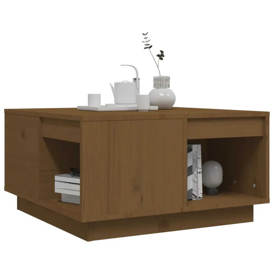 Table basse Marron miel 60x61x32,5 cm Bois massif de pin - 4