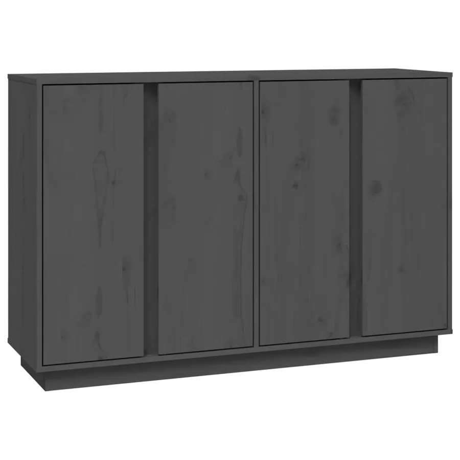 Buffet Gris 120x35x80 cm Bois massif de pin - 2