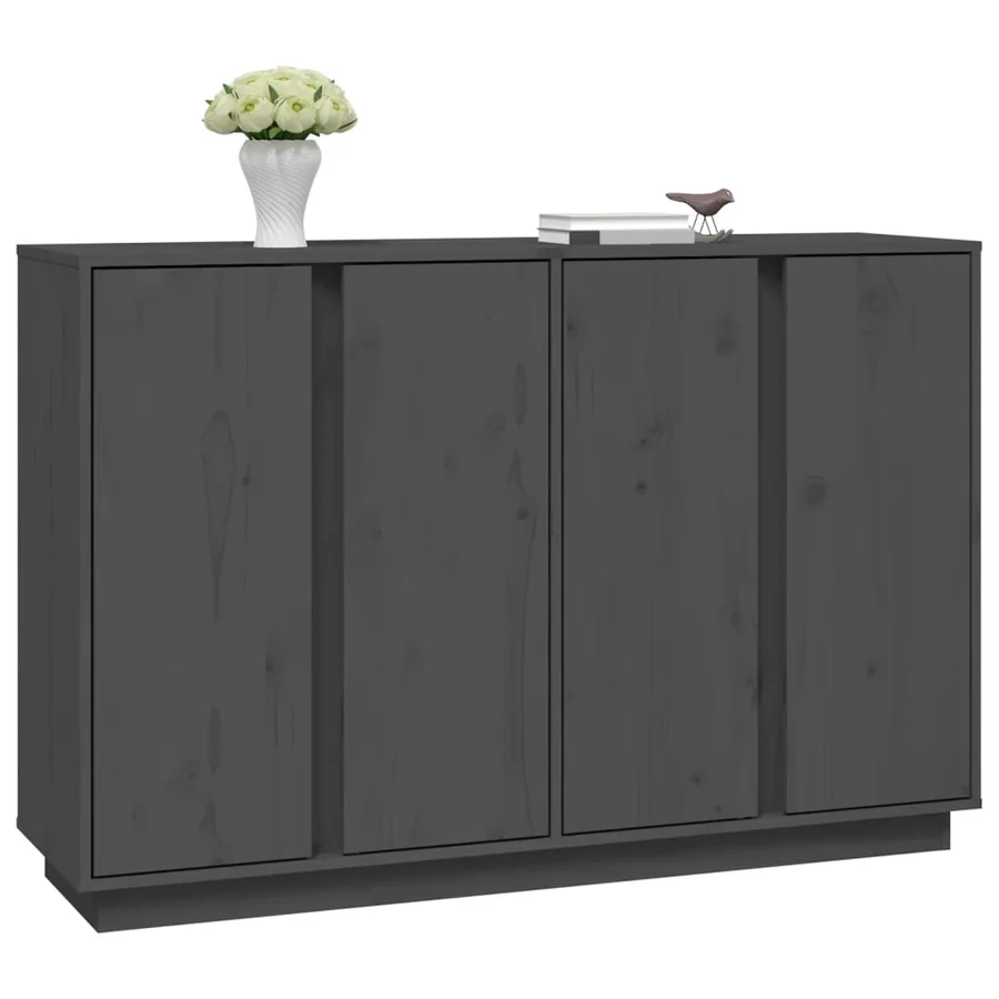 Buffet Gris 120x35x80 cm Bois massif de pin - 4