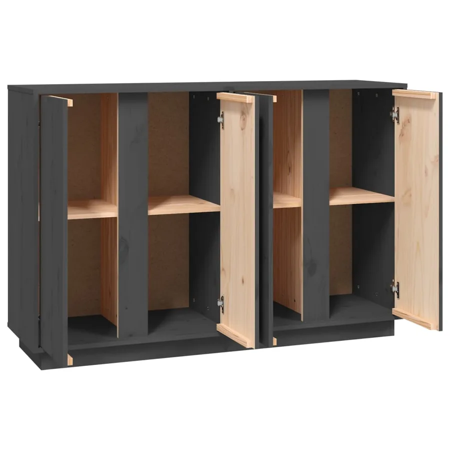 Buffet Gris 120x35x80 cm Bois massif de pin - 8