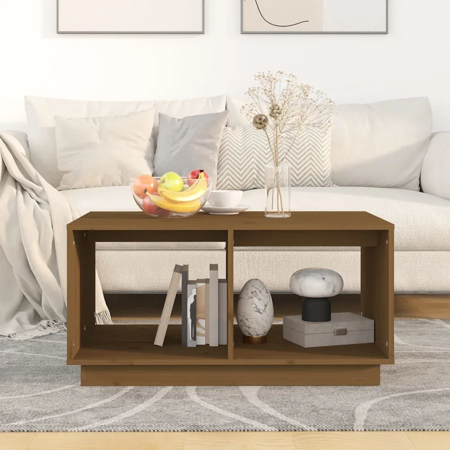 Table basse Marron miel 80x50x40 cm Bois massif de pin - 3