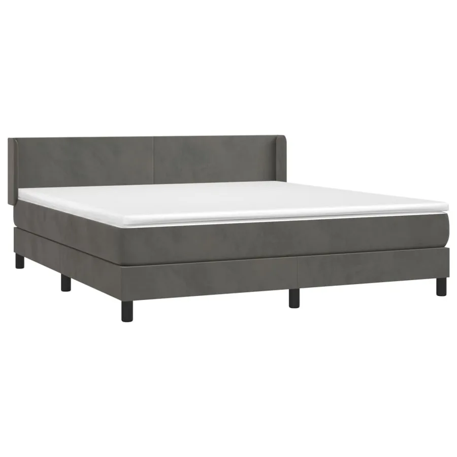 Sommier à lattes de lit et matelas Gris foncé 180x200cm Velours - 3