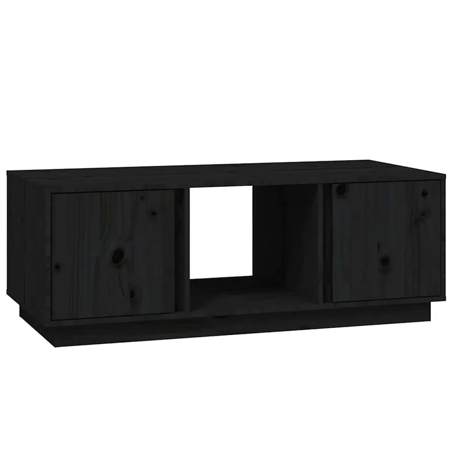 Table basse Noir 110x50x40 cm Bois massif de pin - 2