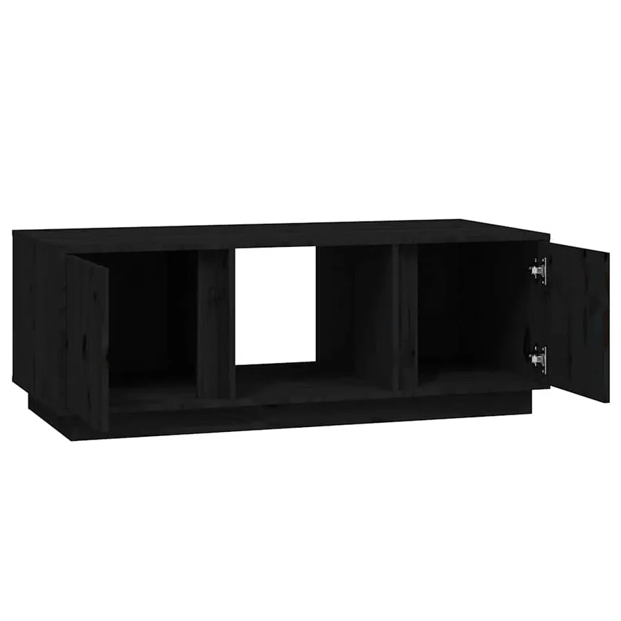 Table basse Noir 110x50x40 cm Bois massif de pin - 6