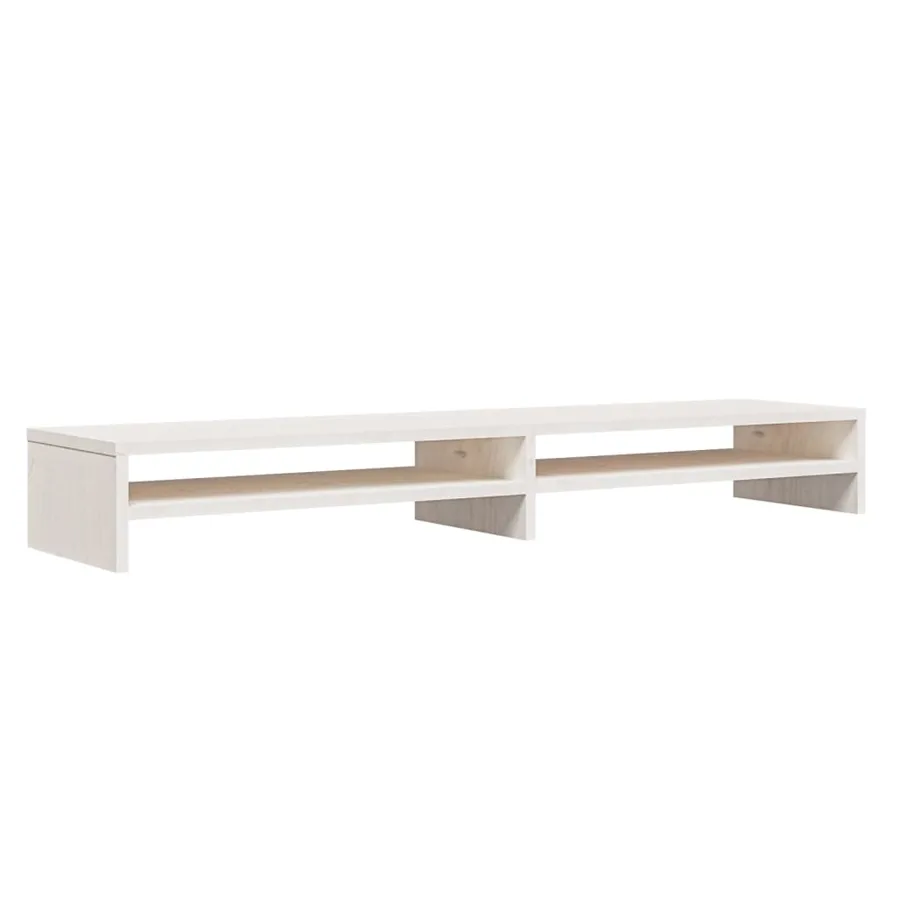 Support de moniteur Blanc 100x24x13 cm Bois de pin solide - 2